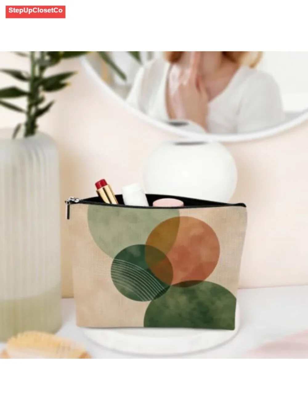 Canvas Makeup Bag Large Cosmetic Pouch for Travel Toiletry Bathroom Organizer